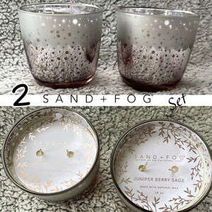 2 Sand Fog 18 oz Candles JUNIPER BERRY SAGE Limited Edition Set Home Decor NEW